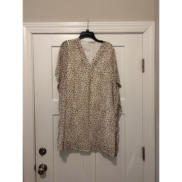 Three Mermaids Leopard Swimsuit Cover Up Layered Chiffon V Neck One Size Fit All - Picture 1 of 6